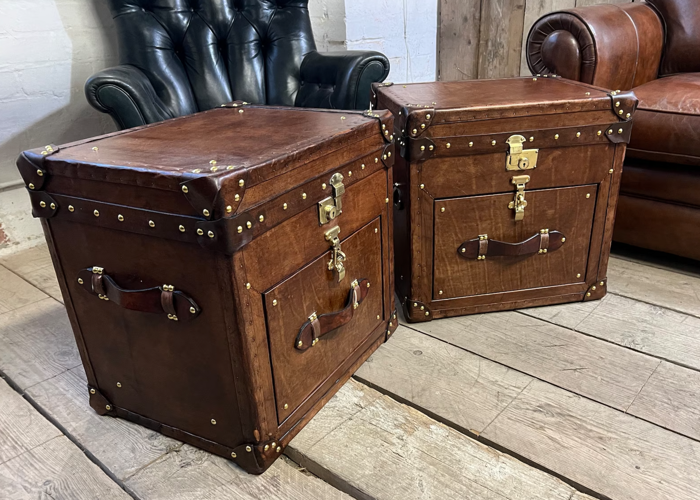 Pair of Tan Vanities Nightstands