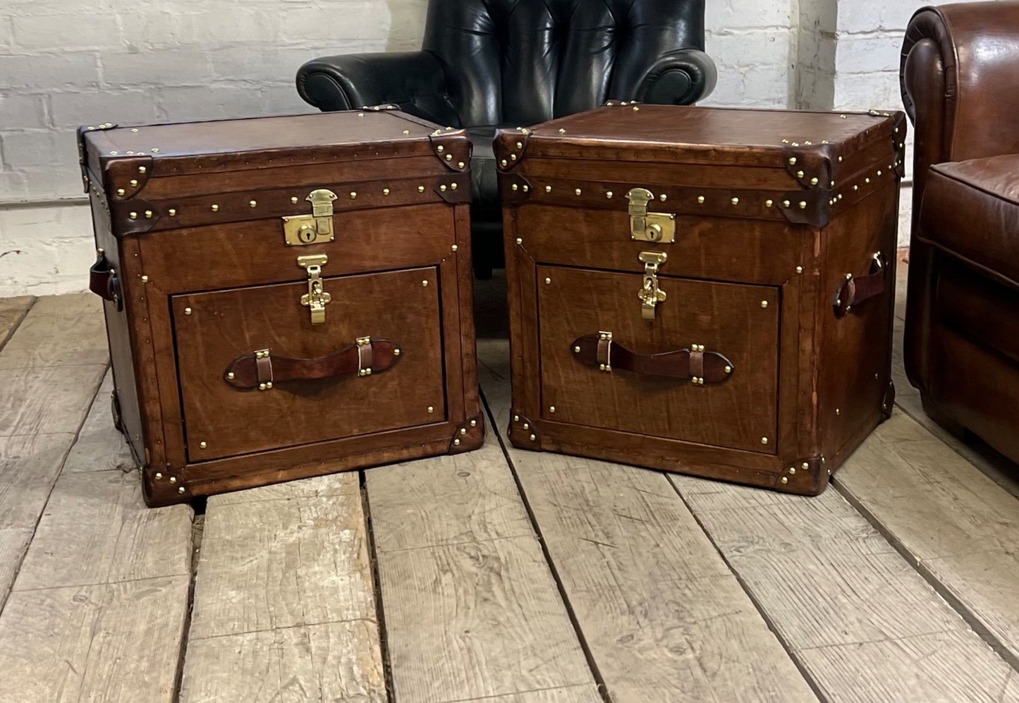 Pair of Tan Vanities Nightstands