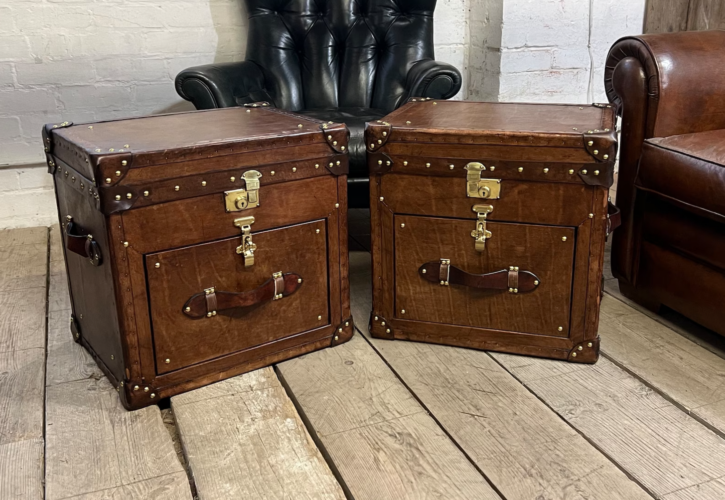 Pair of Tan Vanities Nightstands
