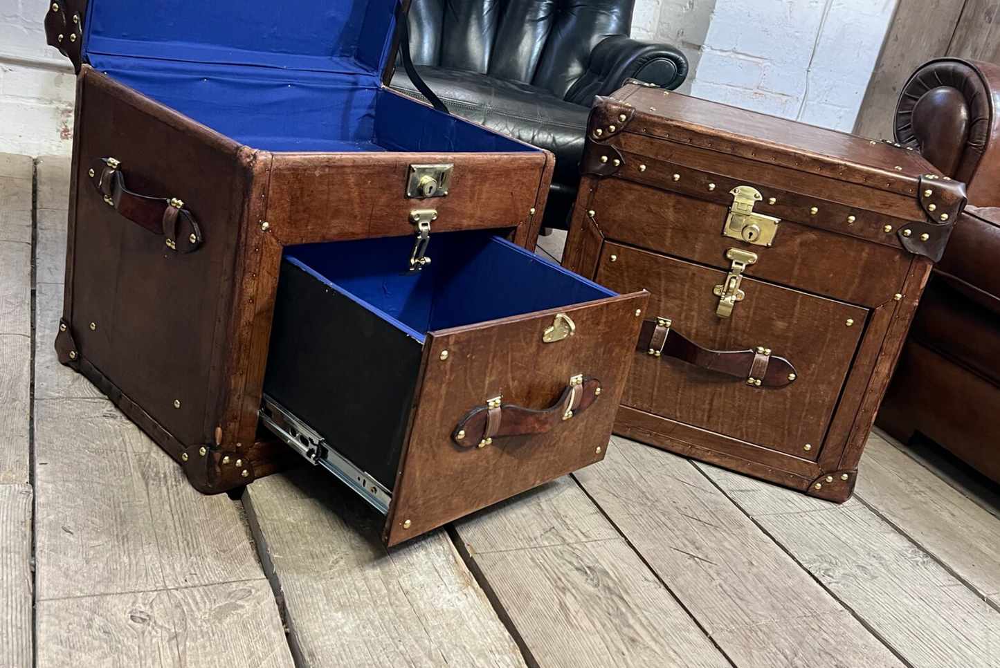 Pair of Tan Vanities Nightstands