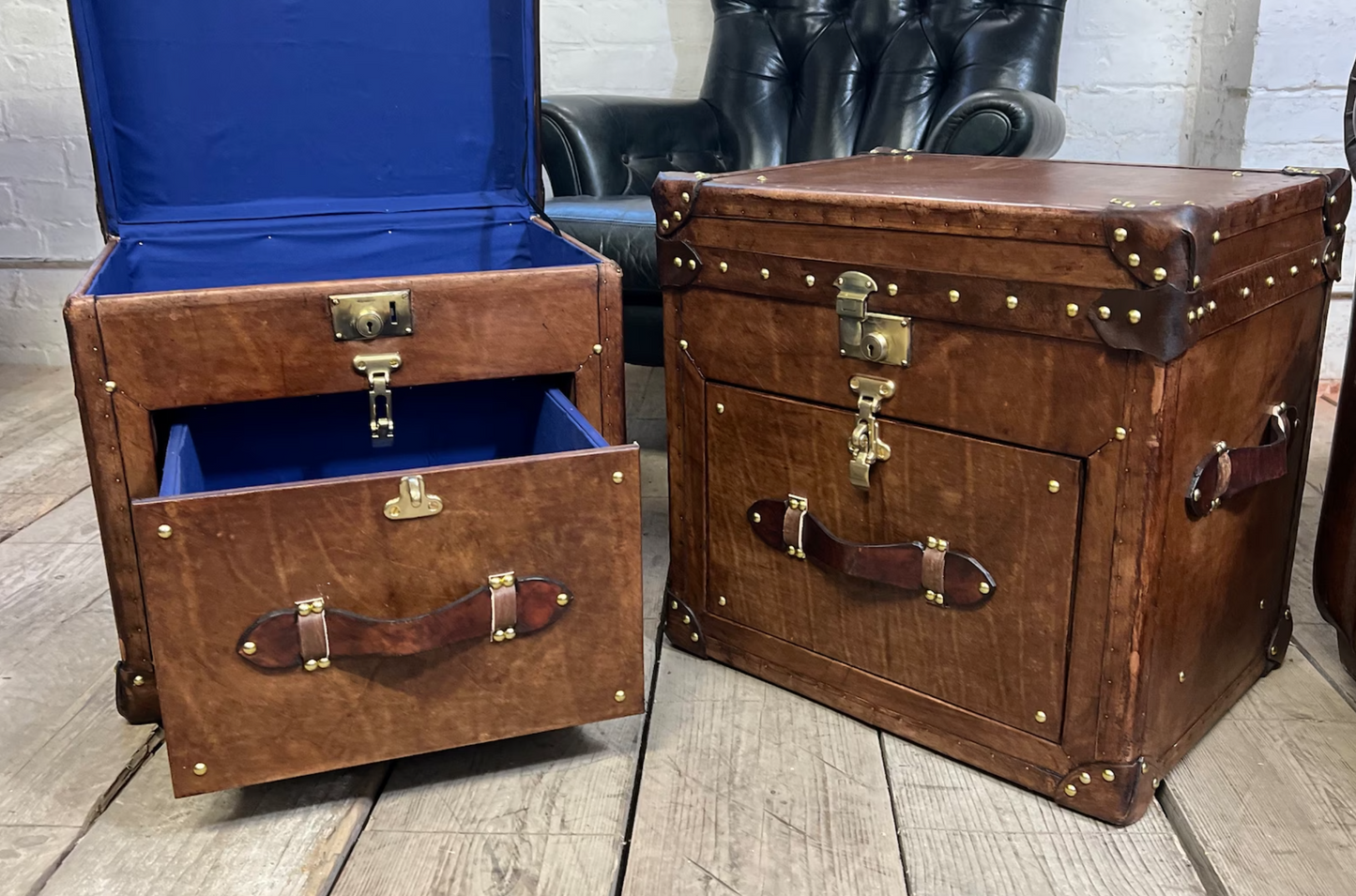 Pair of Tan Vanities Nightstands