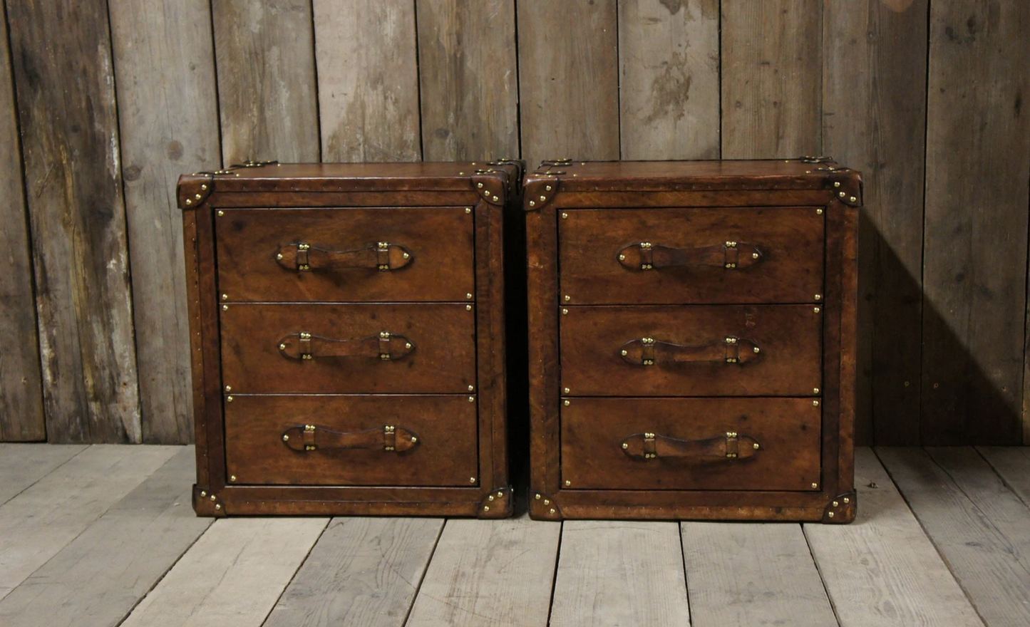 Medium Brown Bridle Side Tables