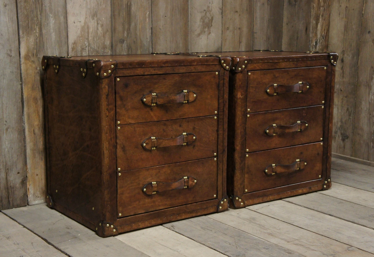 Medium Brown Bridle Side Tables