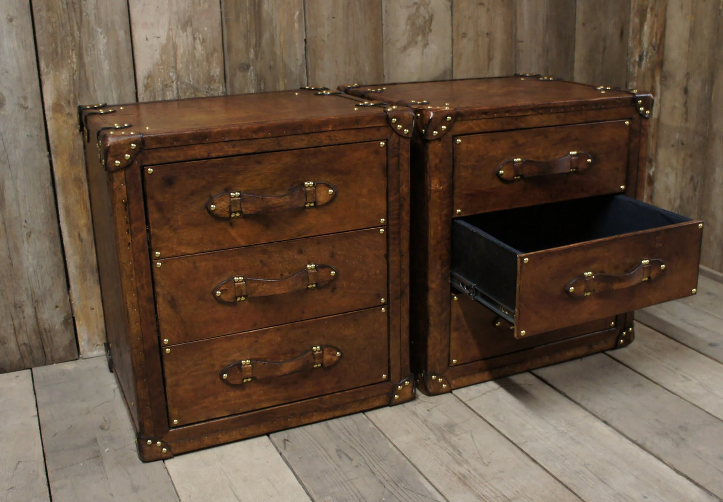 Medium Brown Bridle Side Tables