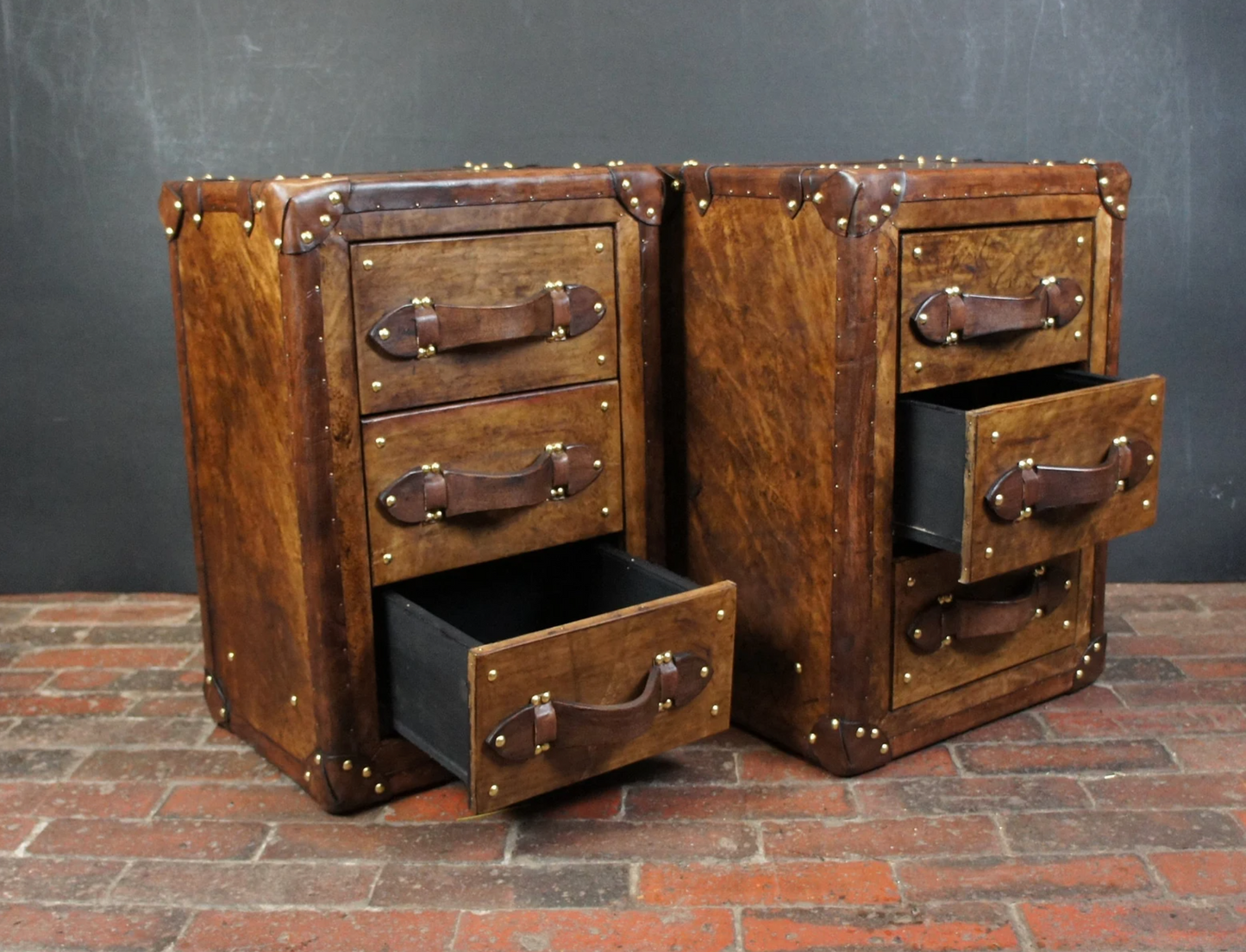Luxury Handmade pair of 3 drawers - Mid Brown