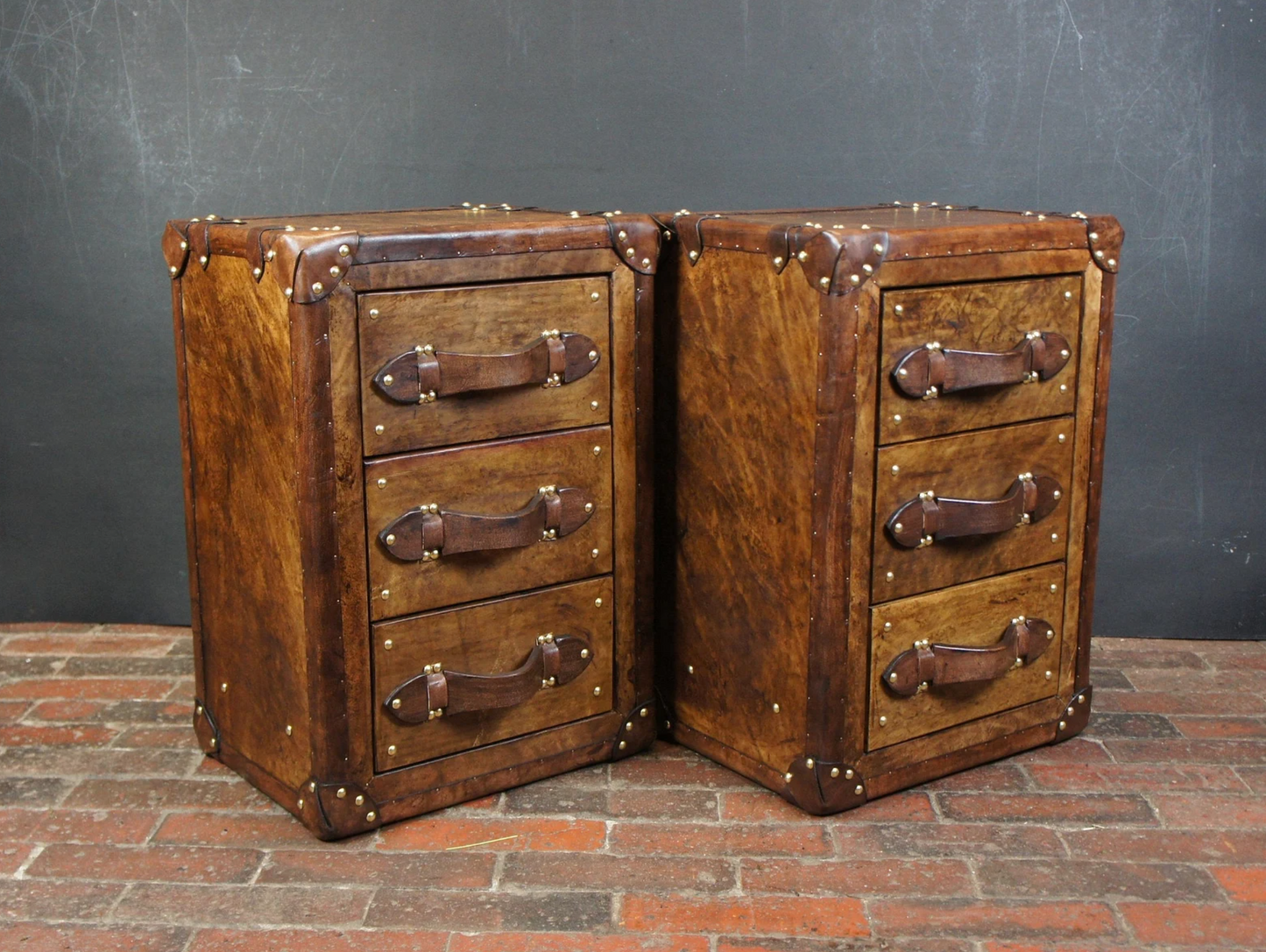 Luxury Handmade pair of 3 drawers - Mid Brown