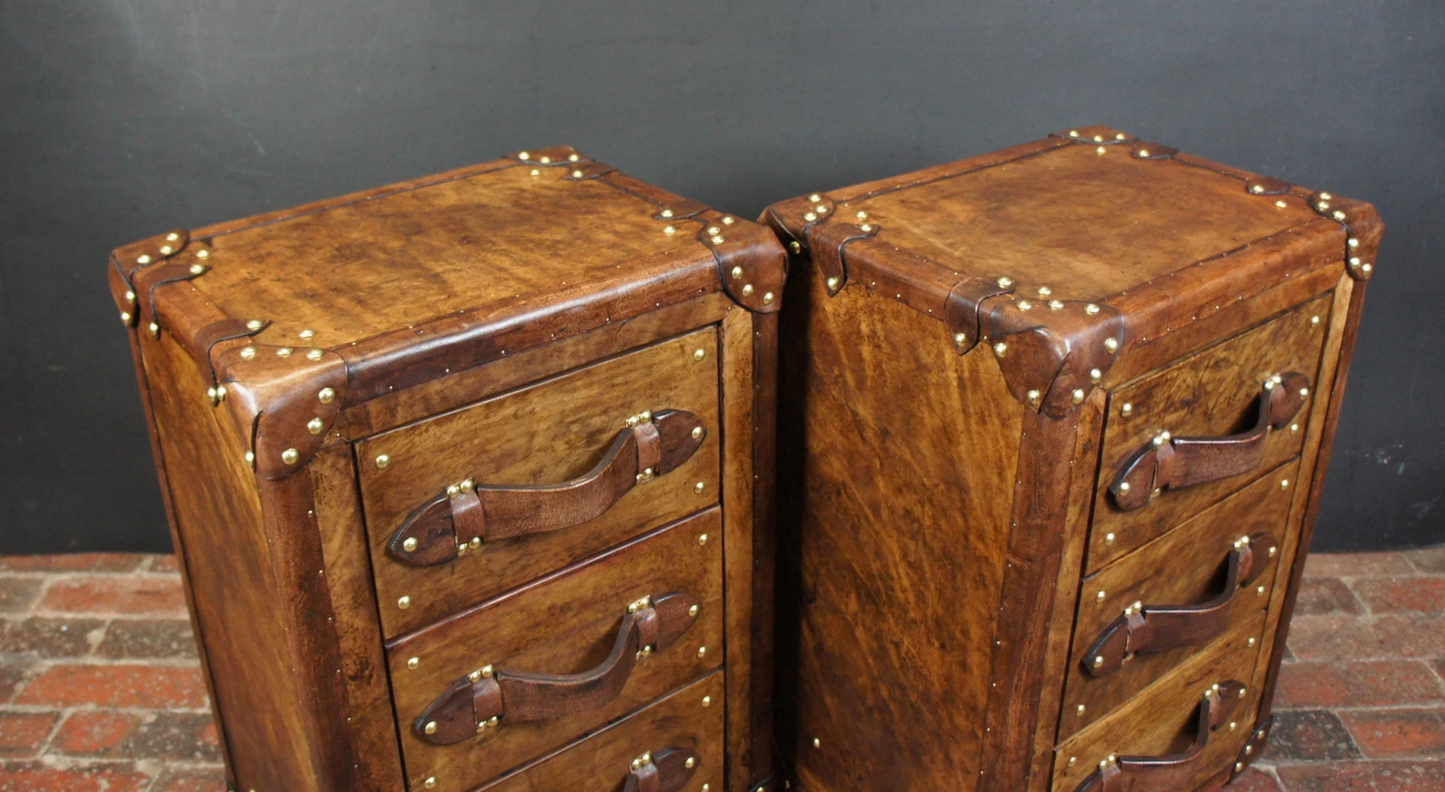 Luxury Handmade pair of 3 drawers - Mid Brown