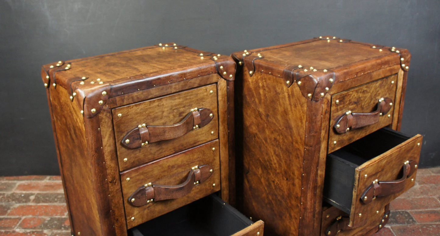 Luxury Handmade pair of 3 drawers - Mid Brown
