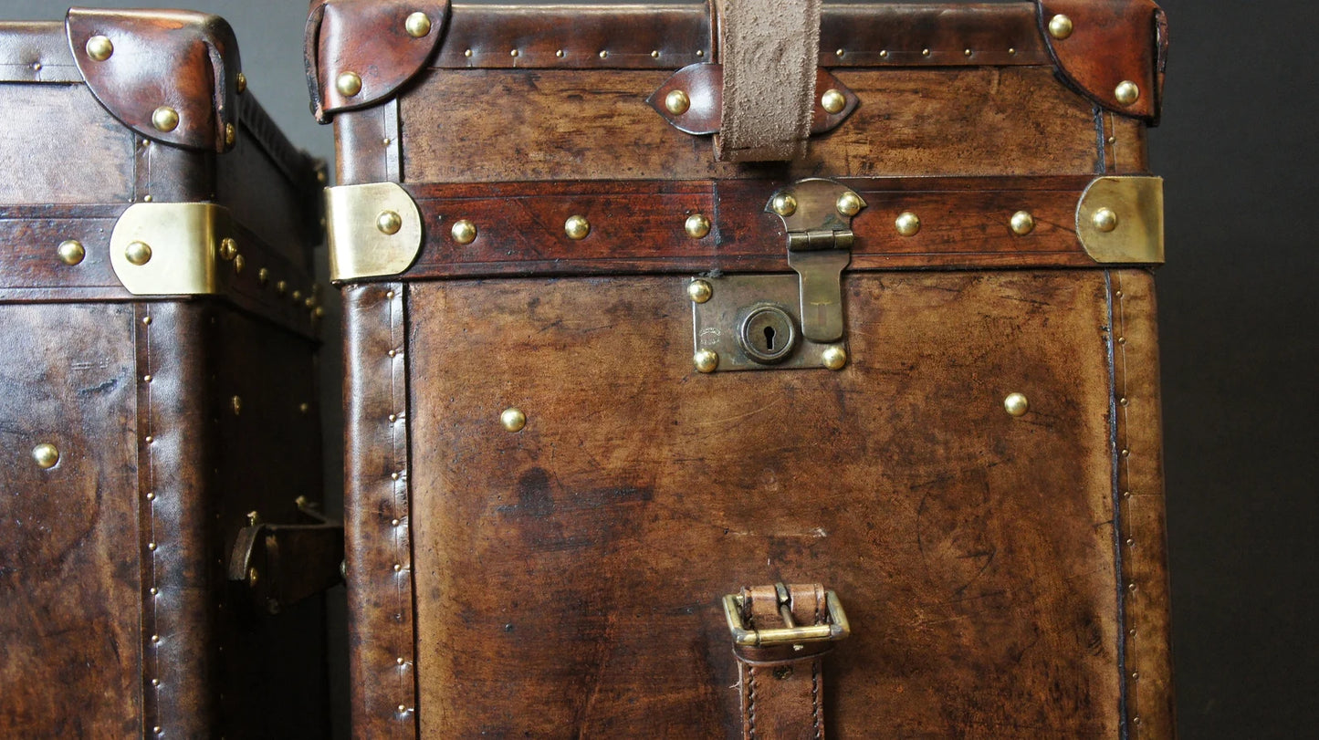 Tall Leather Column Trunks