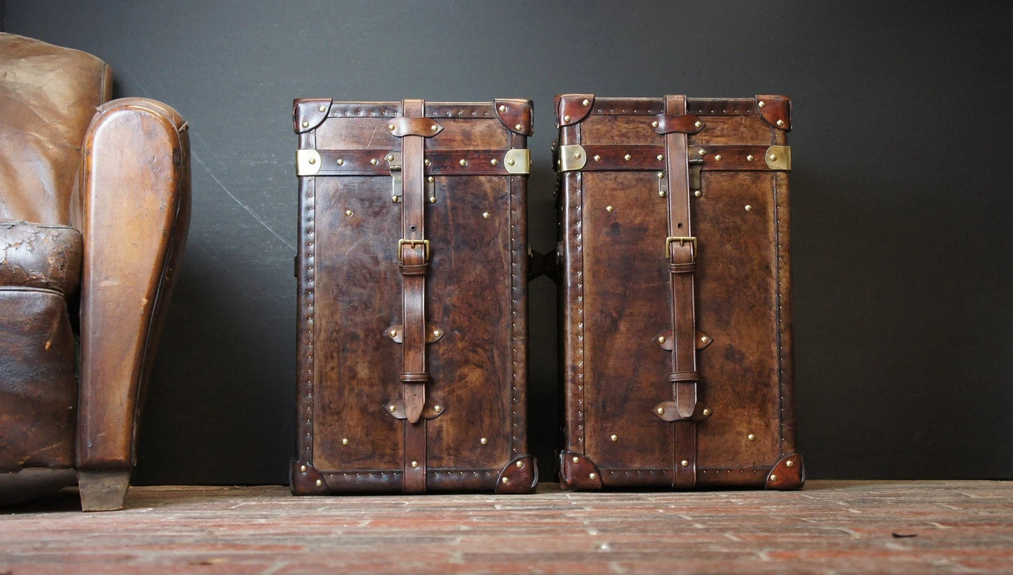Tall Leather Column Trunks