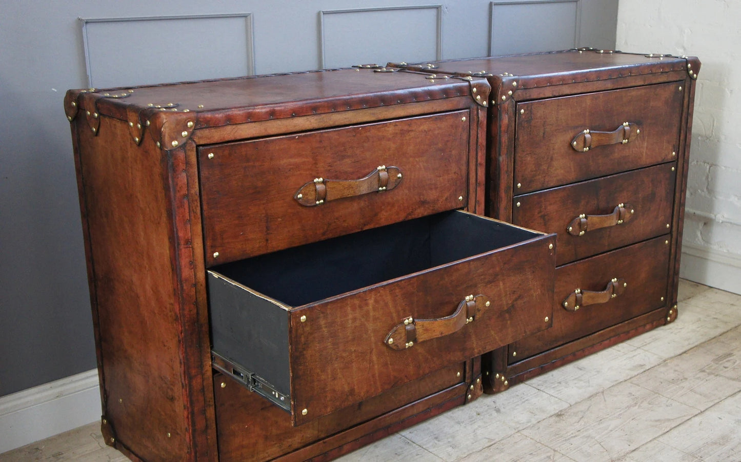 Rich Tan 3 Drawer Nightstands