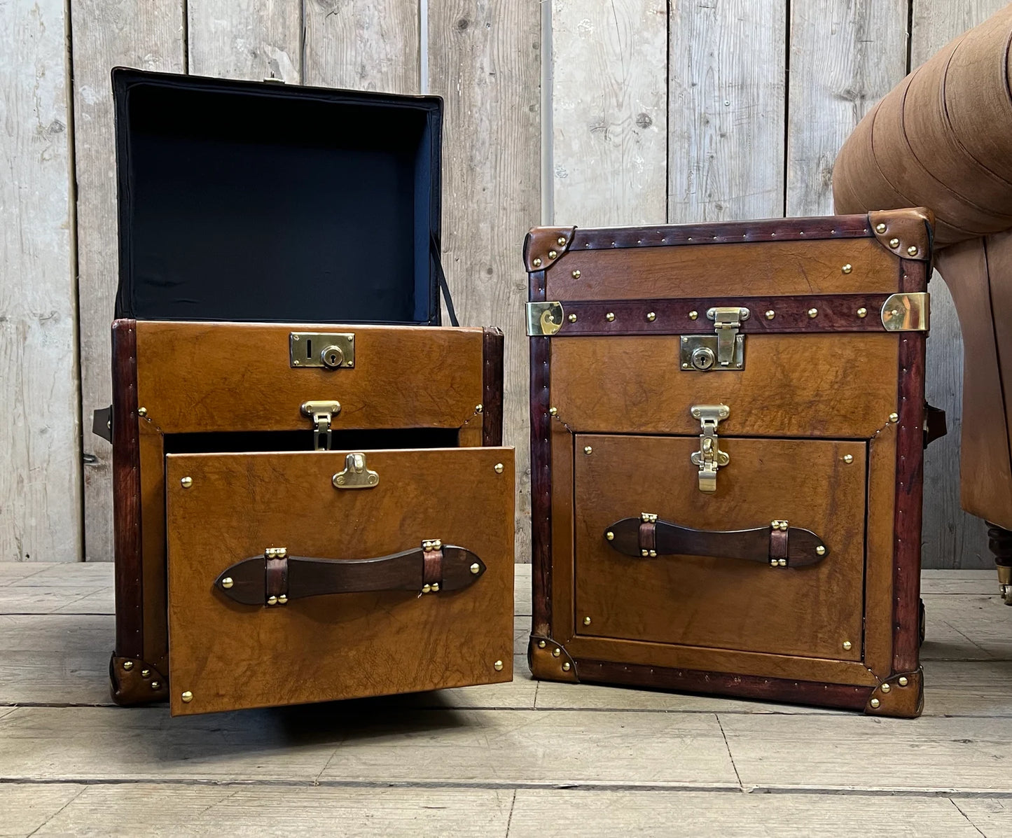 Single Drawer Tan Side Table