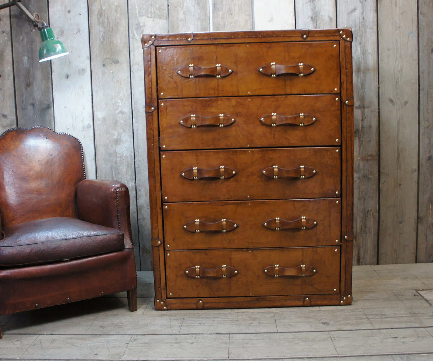 Tan Leather Tall Drawers