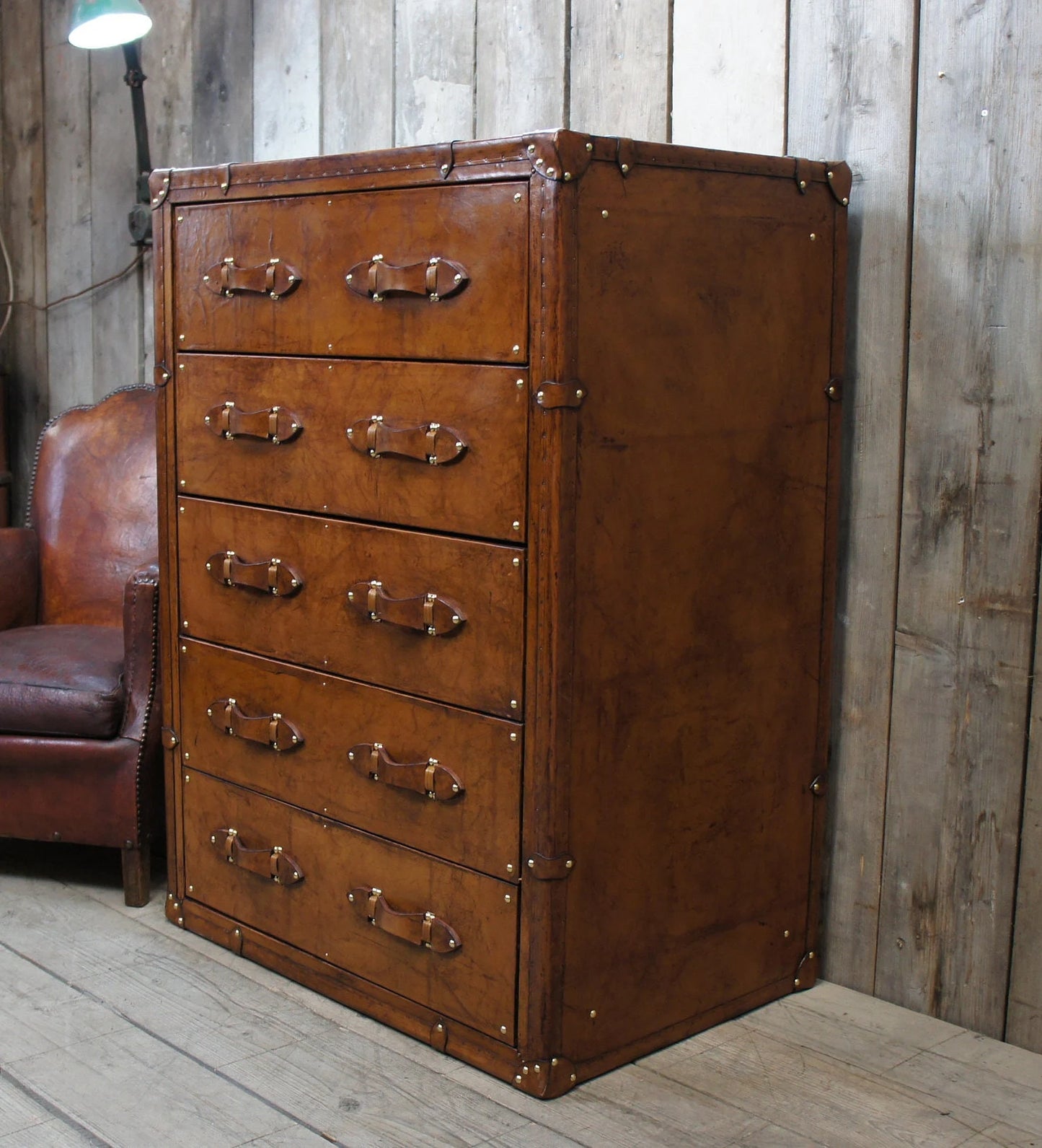 Tan Leather Tall Drawers