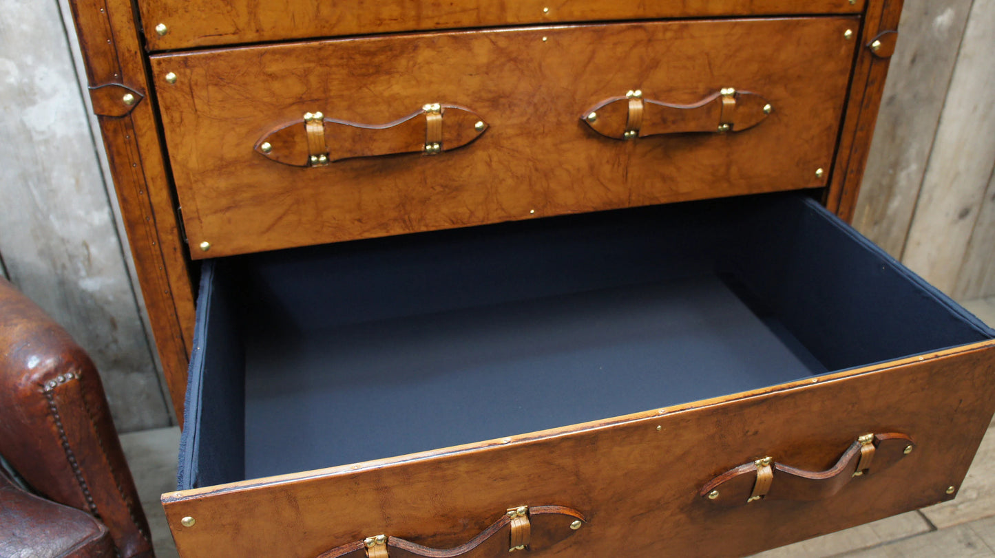 Tan Leather Tall Drawers