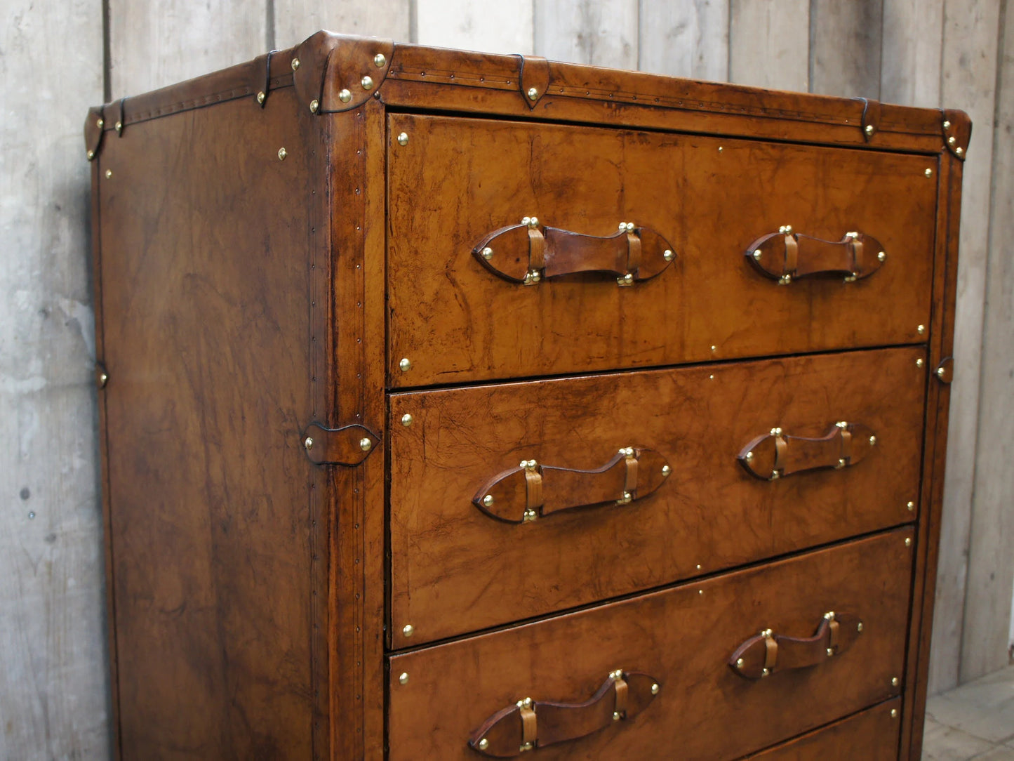 Tan Leather Tall Drawers