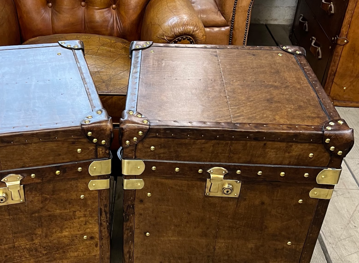 Bridle Leather Side Table Trunks