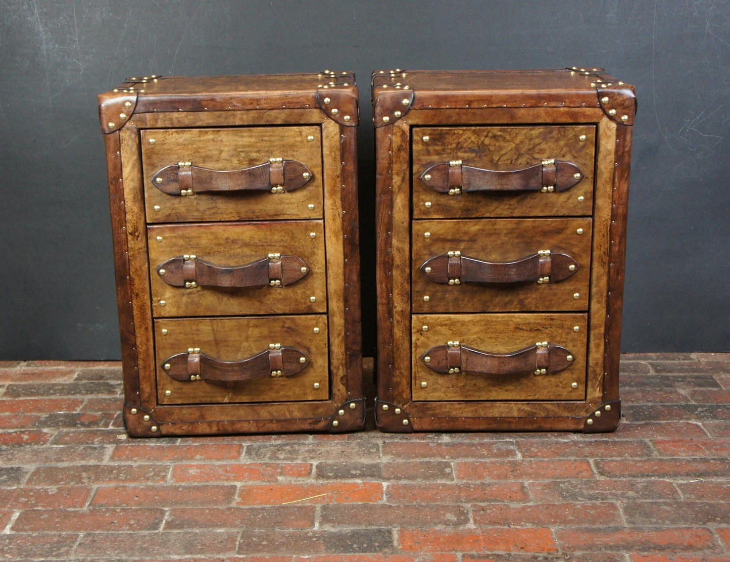 Luxury Handmade pair of 3 drawers - Mid Brown
