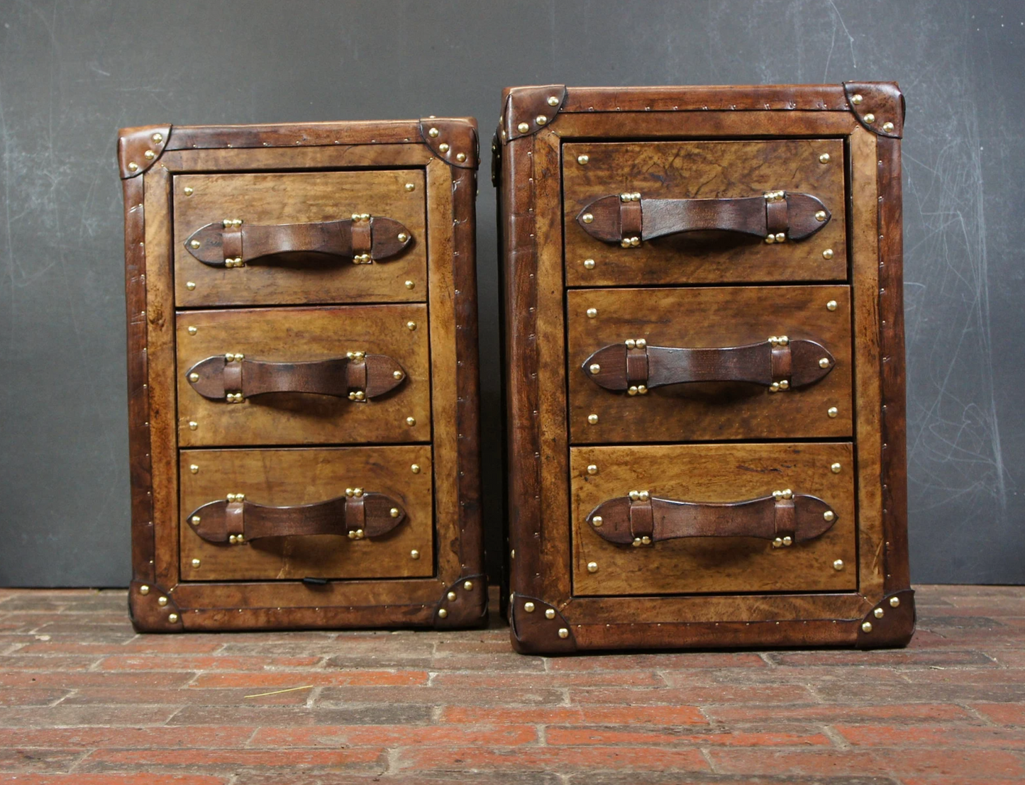 Luxury Handmade pair of 3 drawers - Mid Brown